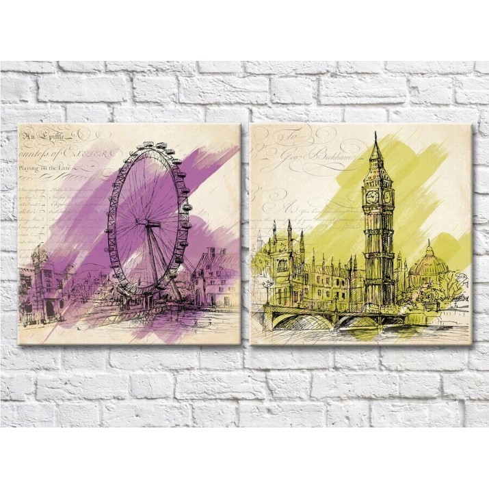 Картина ArtPoster Architectural sketch watercolor Big Ben The London Eye (2495230)