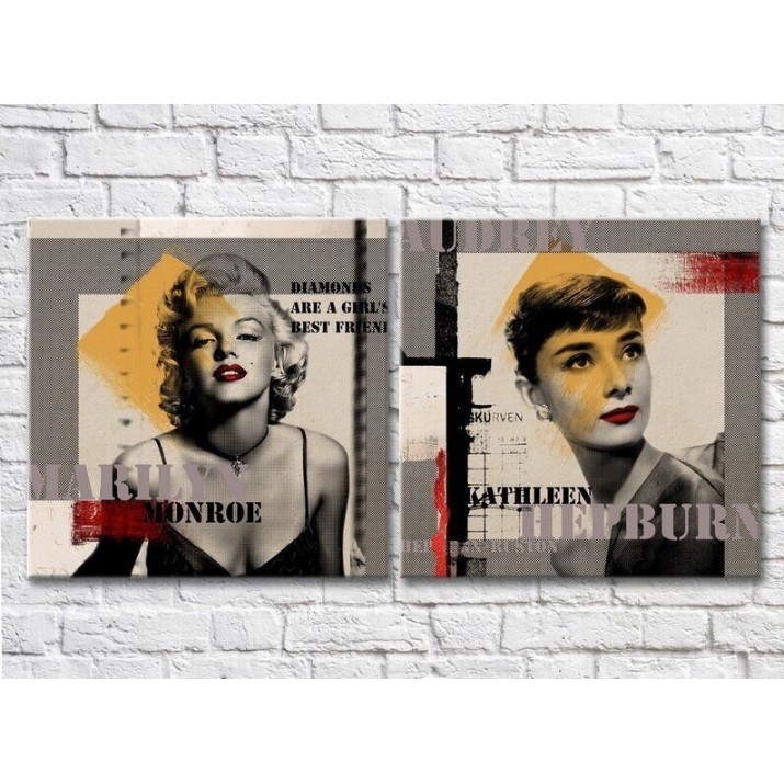 Pictură ArtPoster Audrey Hepburn and Marilyn Monroe text stylization (3460042)