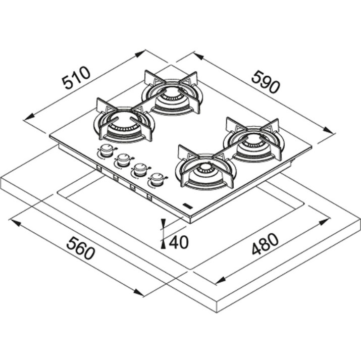 Газовая панель Franke FHCR 604 4G HE BK C