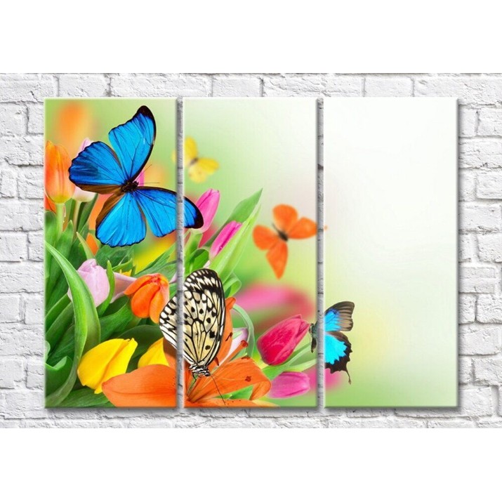 Картина Magic Color Bouquet of Multicolored tulips with butterflies (500130)