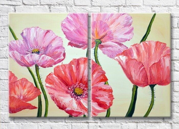 Картина Magic Color Diptych Pink and Red poppies (3428038)