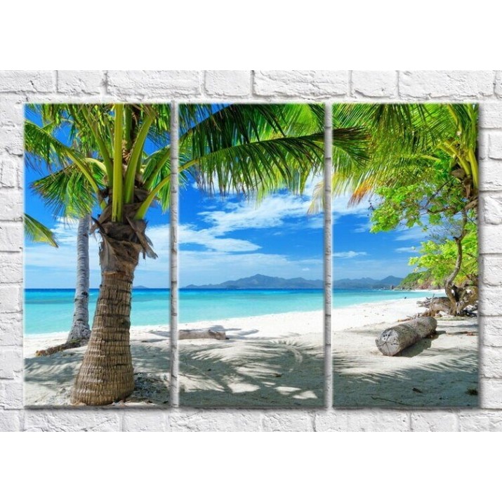 Pictură Magic Color Beach and palm trees against the sea (3469183)