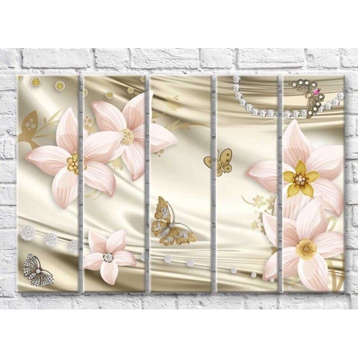 Картина ArtPoster Butterflies and flowers from jewelry on a silk background (3551863)