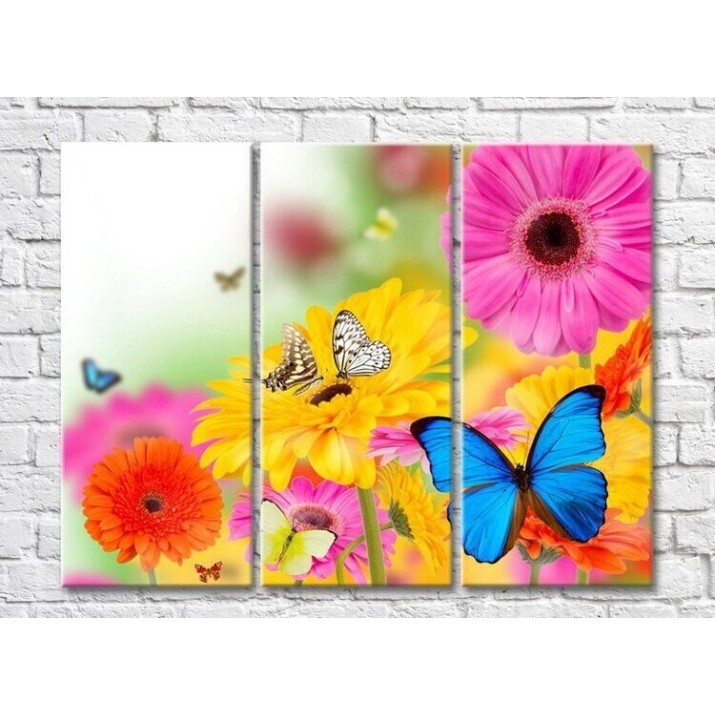Картина ArtPoster Butterflies on a background of multi/colored gerberas (3448933)