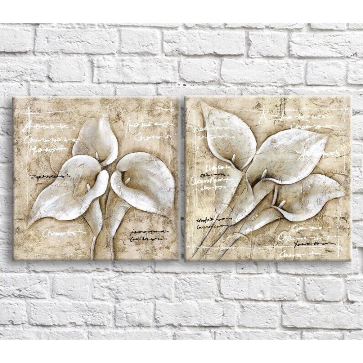 Картина ArtPoster Calla lilies in vintage style on a Beige background, diptych (3467724)