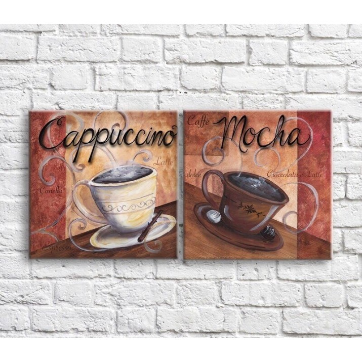 Pictură ArtPoster Cappuccino and mochacino on a background of abstraction and patterns (3478734)