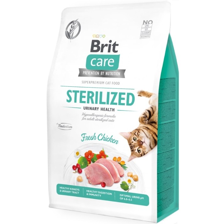 Hrană uscată pentru pisici Brit Care Grain Free Sterilized Urinary Health Fresh Chicken 7kg