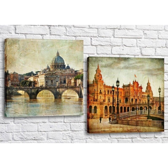 Картина ArtPoster European cities in vintage style/Italy and Spain (3453061)