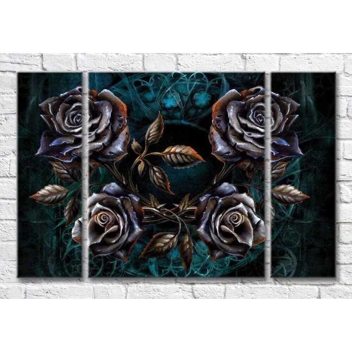 Картина Magic Color Forged roses on an emerald abstract background (3565158)