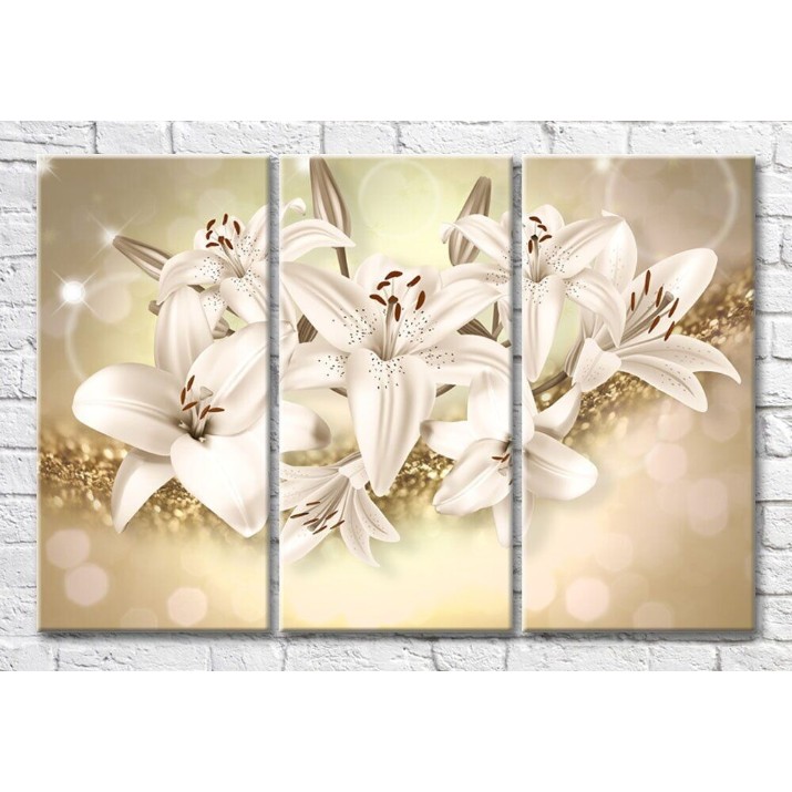 Pictură Magic Color Lilies on a Gold background (3517875)
