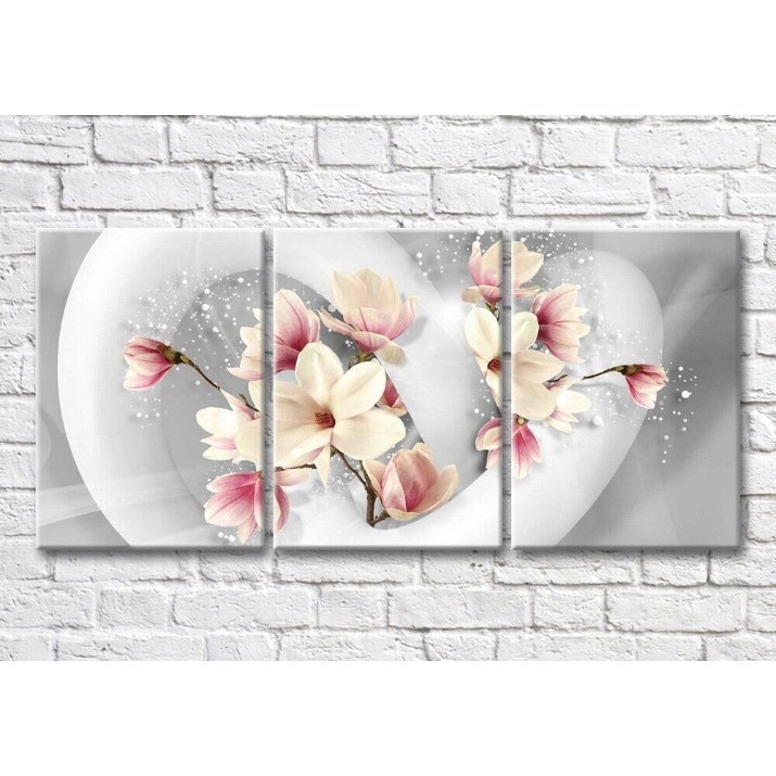 Pictură Magic Color Magnolias in White weave on a Gray background (3565235)