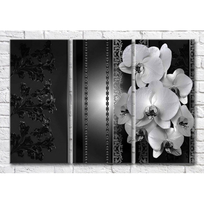 Pictură Magic Color Monochrome orchids and patterns on a Dark background (3565134)