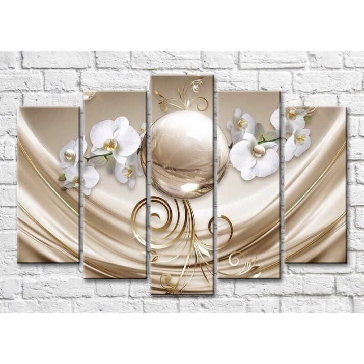 Картина Magic Color Orchid branches and a Golden ball on a Beige background (3551909)