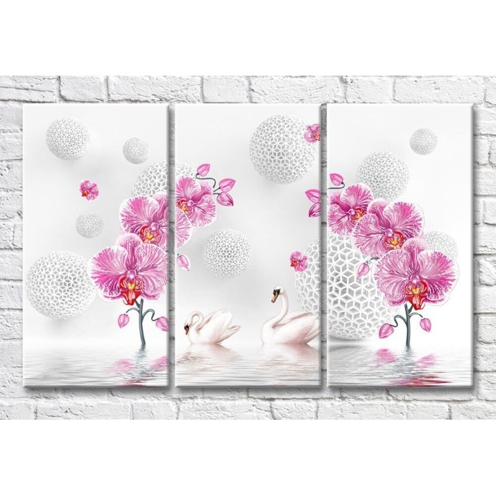 Картина Magic Color Orchid branches and swans (3517848)