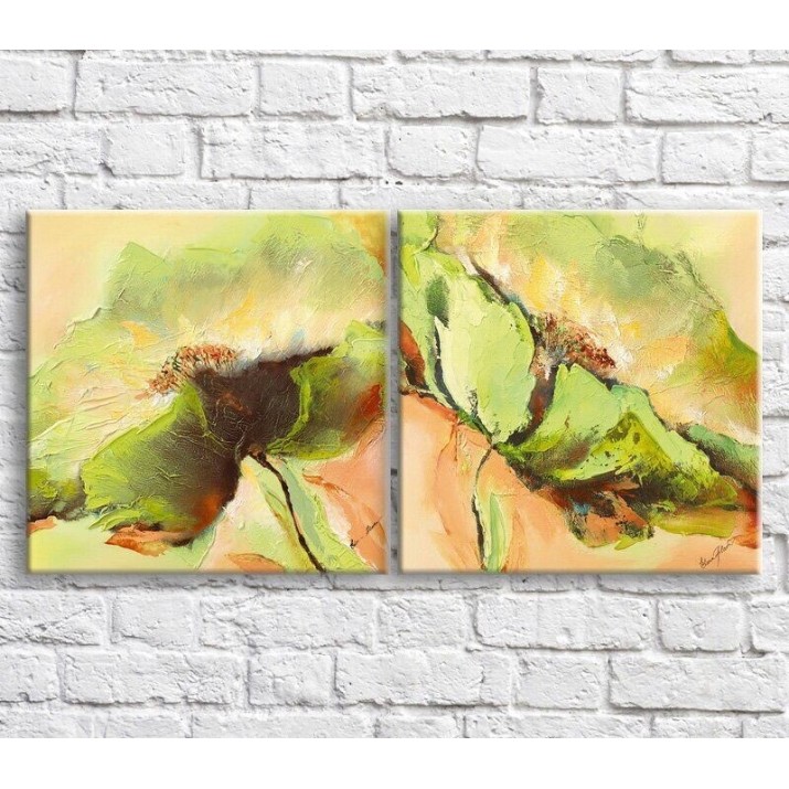 Картина ArtPoster Light/Green poppies in watercolor on Beige background (3467789)