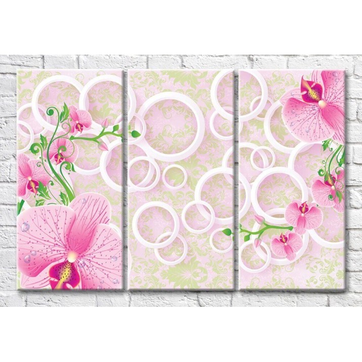 Pictură Magic Color Pink orchids on a patterned background (3517863)