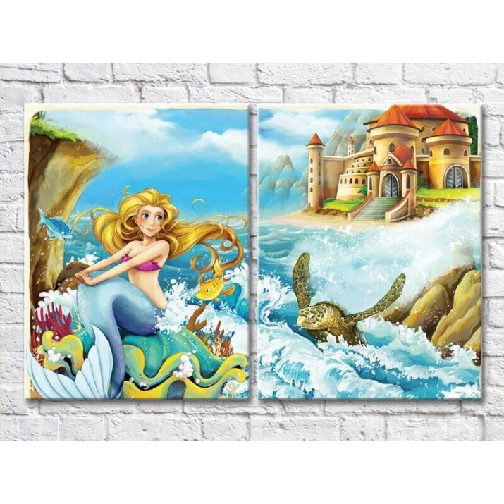 Картина ArtPoster Mermaid on stones and castle (3453807)