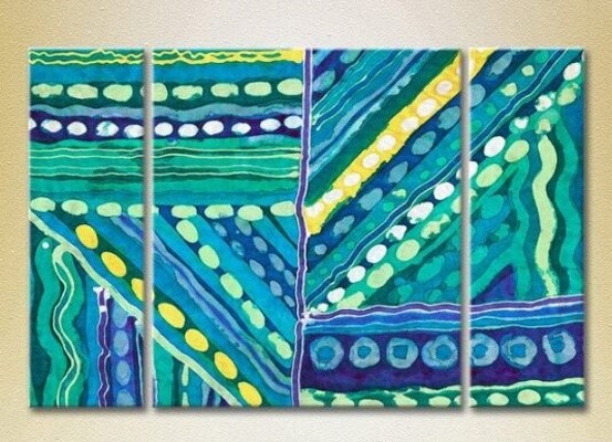 Pictură Magic Color Triptych Abstraction Turquoise/Yellow (2229458)
