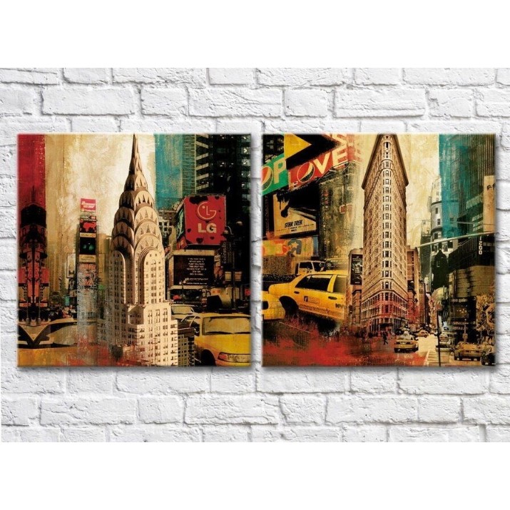 Pictură ArtPoster New York Building Yellow Cab Chrysler Building (2495216)