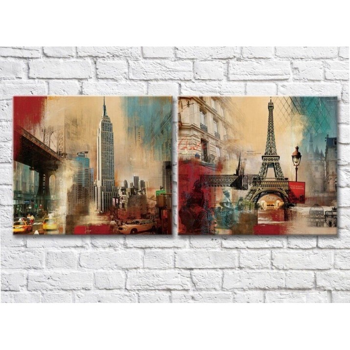 Картина ArtPoster New York Eiffel Tower Empire State Building (2495234)