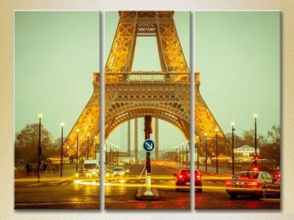 Pictură Magic Color Triptych At the Foot of the Eiffel Tower (2658518)