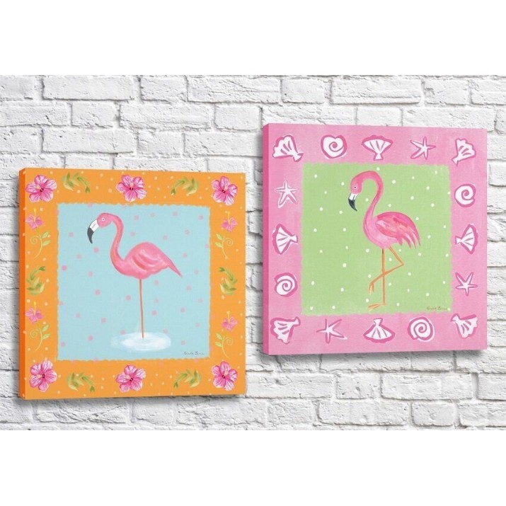 Картина ArtPoster Painted flamingos on Orange-Pink backgrounds (3451152)
