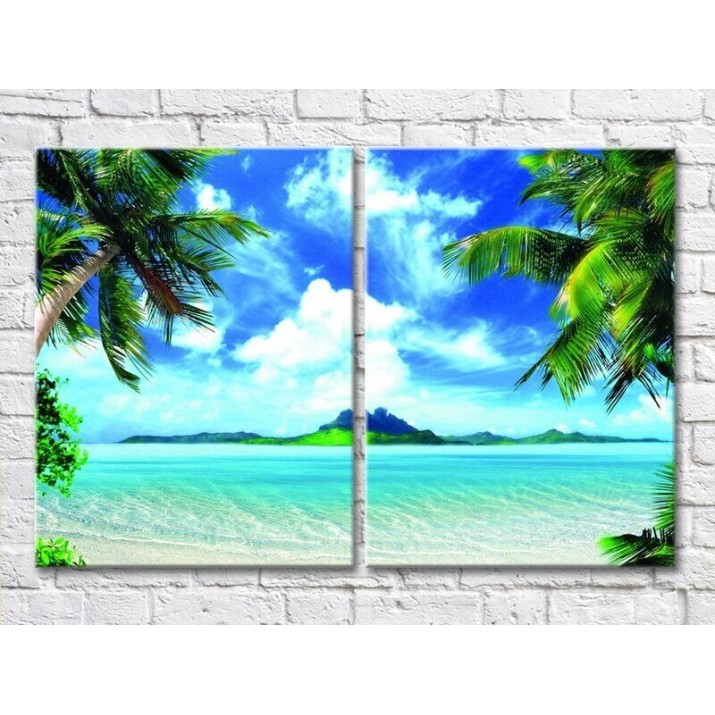 Pictură ArtPoster Palm trees and azure sea (3453788)