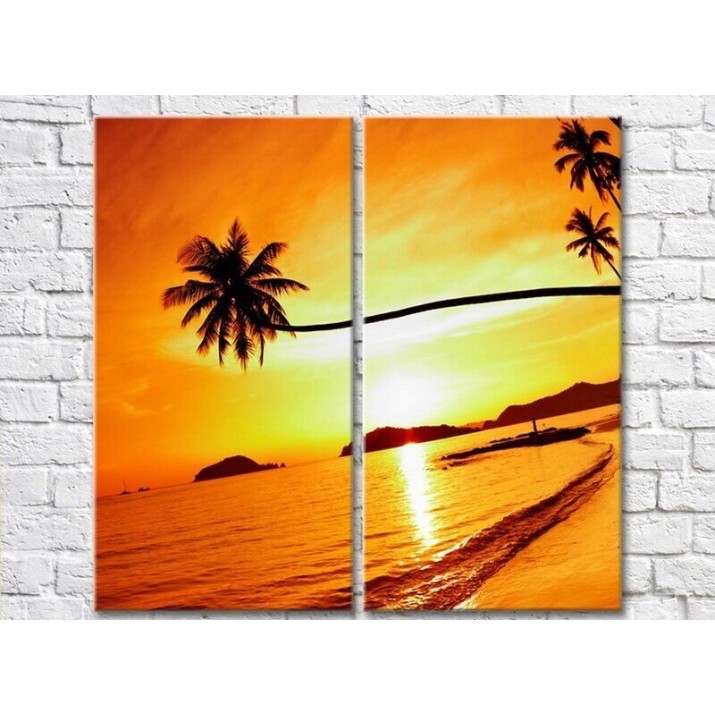 Картина ArtPoster Palm trees on the background of Yellow sunset (3453825)