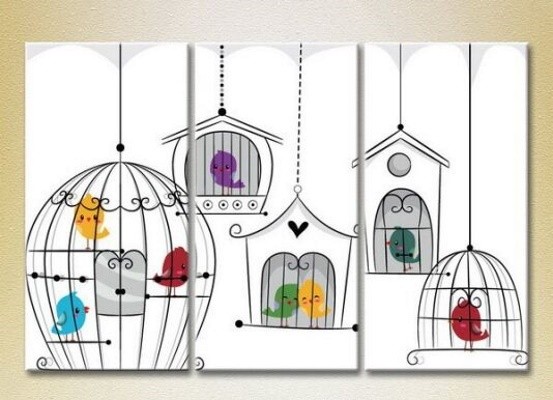 Картина Magic Color Triptych Birds in cages (2229642)