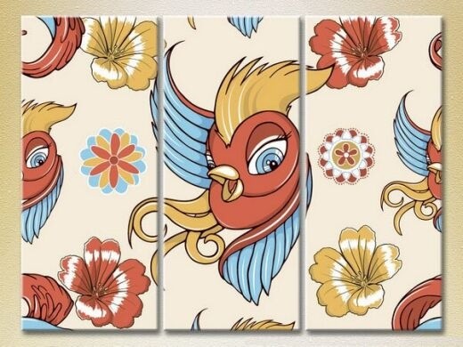 Картина Magic Color Triptych Birds Yellow/Purple (2229645)
