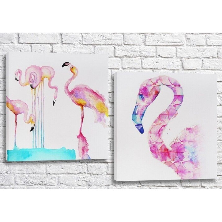 Pictură ArtPoster Pink painted flamingos (3451156)