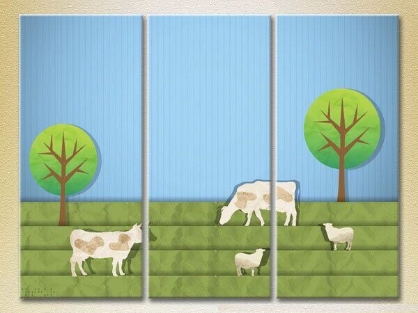 Картина Magic Color Triptych Cows in the pasture (2229643)
