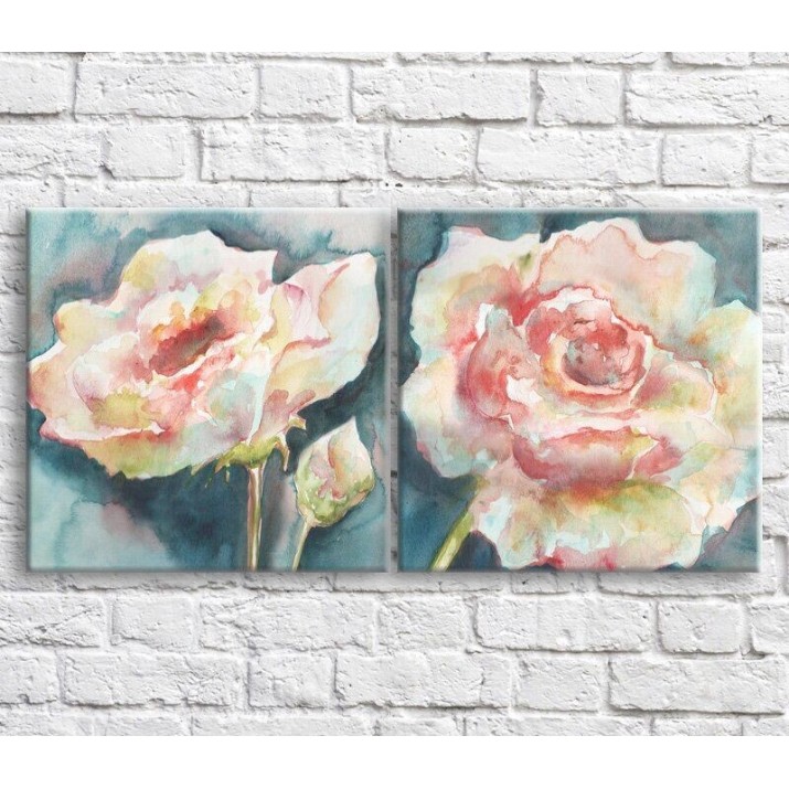 Pictură ArtPoster Pink rose on blurred blue background (3467779)
