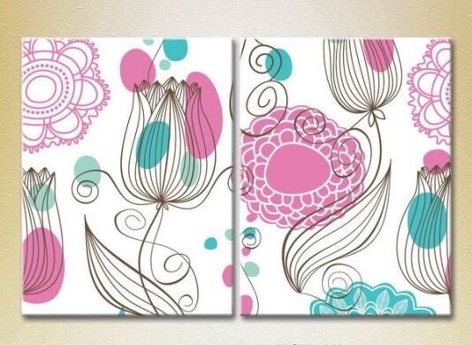 Картина ArtPoster Pink/Turquoise floral background 02 (2225818)