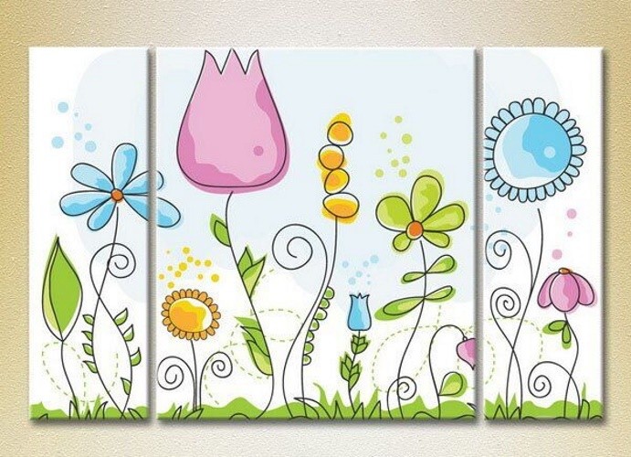 Pictură Magic Color Triptych Flowers (2229750)
