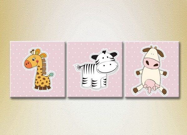 Картина Magic Color Triptych Giraffe, Zebra and Cow (2229618)