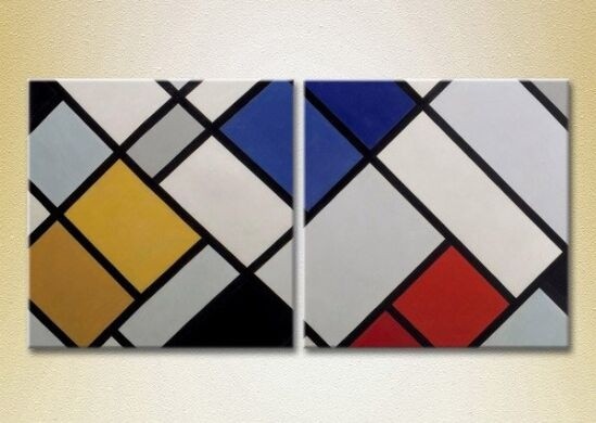 Pictură ArtPoster Red/Blue check 02 (2229420)