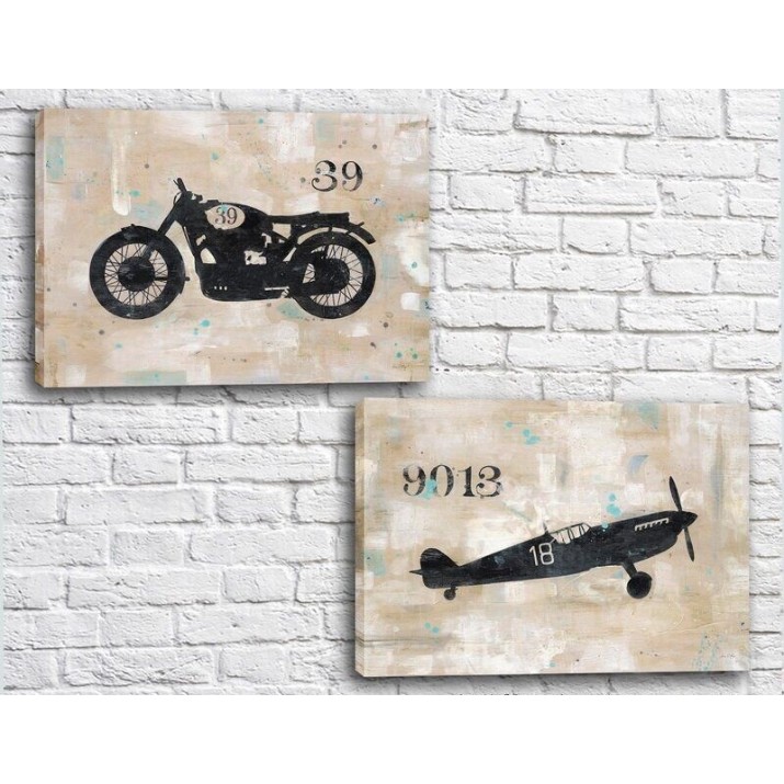 Картина ArtPoster Retro motorcycle and vintage airplane (3453075)