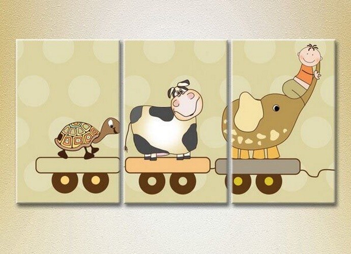 Картина Magic Color Triptych Elephant, ladybug and turtle (2229690)