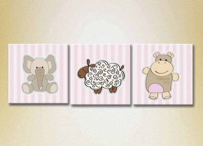 Pictură Magic Color Triptych Elephant, Sheep and Hippo (2229686)