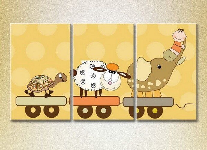 Pictură Magic Color Triptych Elephant, Sheep and Turtle (2229687)