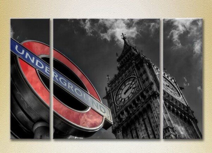 Pictură Magic Color Triptych London Underground (2658465)