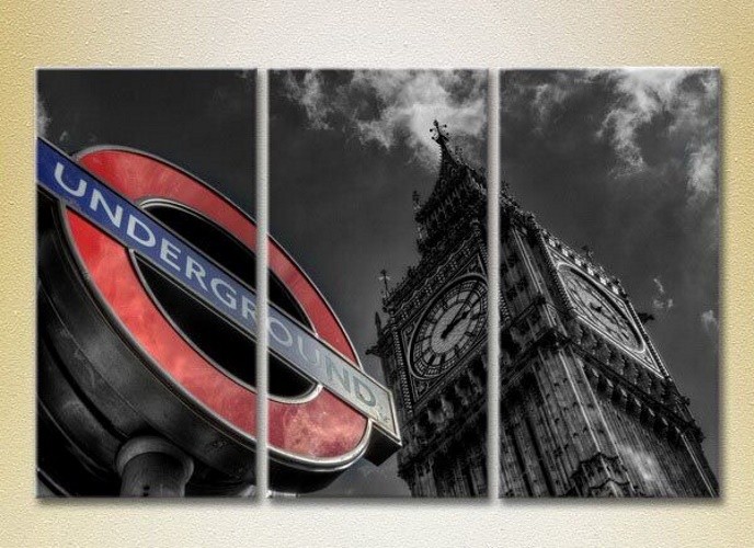 Pictură Magic Color Triptych London Underground (2658486)
