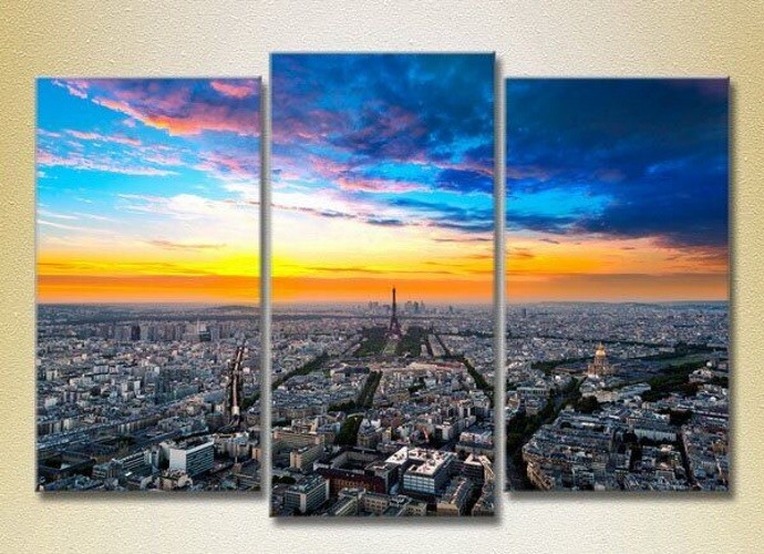 Pictură Magic Color Triptych Morning Paris (2658519)