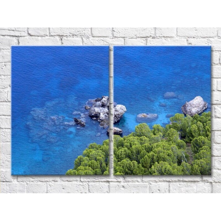 Pictură ArtPoster Rocks in the sea forest on the shore (3453810)