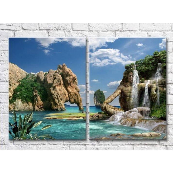 Картина ArtPoster Rocky waterfall in the sea (3453827)