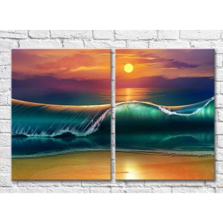 Pictură ArtPoster Sea wave at sunset background (3453762)