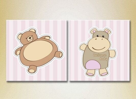 Pictură ArtPoster Teddy bear and hippo (2225810)