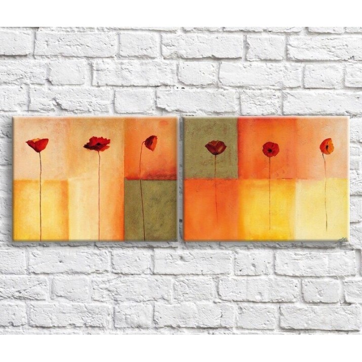 Картина ArtPoster Three Red poppies on an abstraction background (3467799)