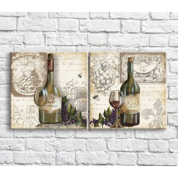 Pictură ArtPoster White and Red wine on the background of barrels (3478803)